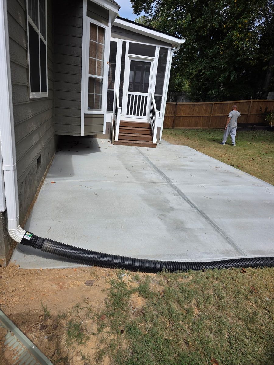 Finished patio slab with a screened porch