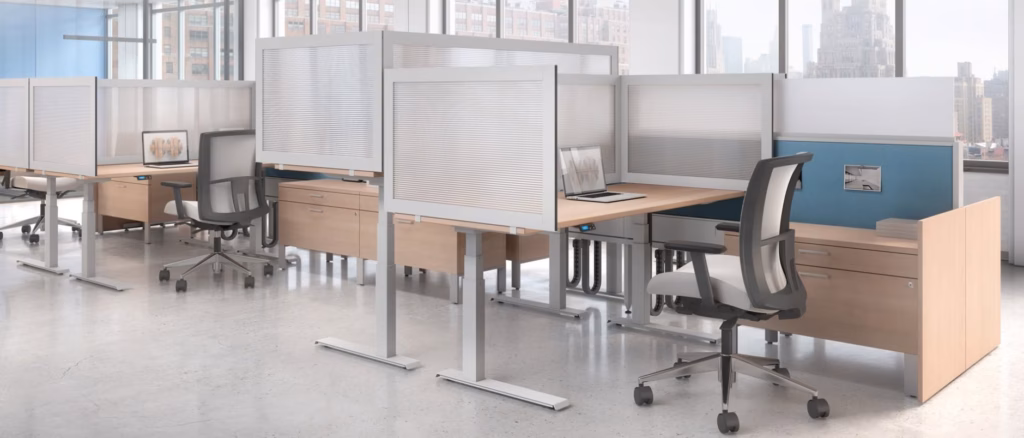 Open-plan office workstations